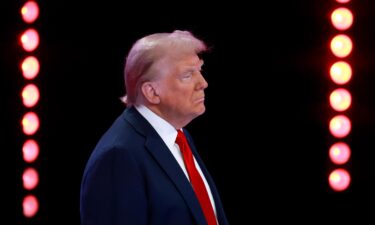 Former President Donald Trump looks on during a Univision Noticias town hall event on October 16 in Doral