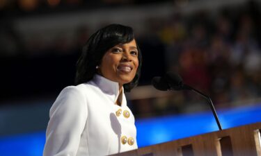 Maryland Democratic Senate candidate Angela Alsobrooks speaks on stage during the second day of the Democratic National Convention at the United Center on August 20 in Chicago.