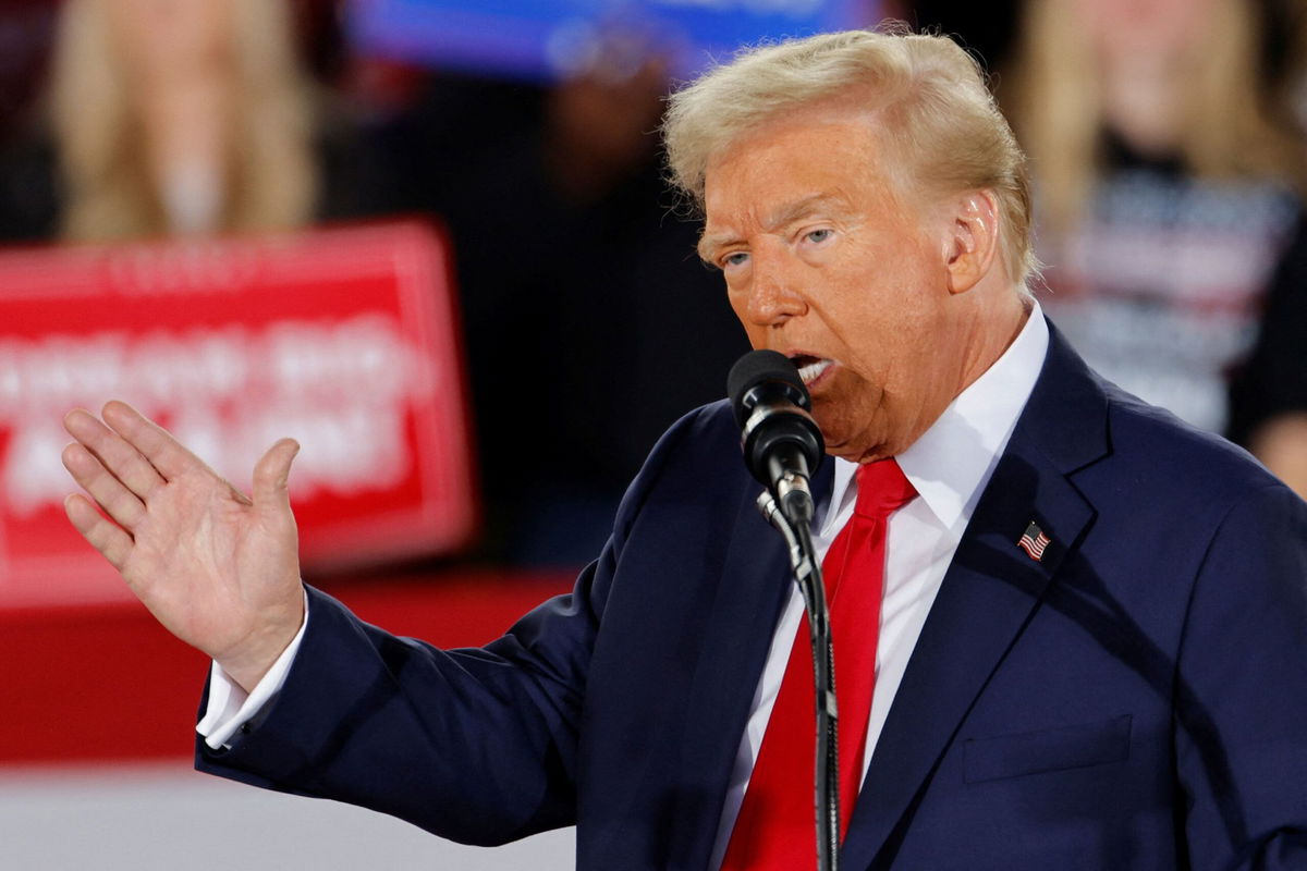 <i>Jonathan Drake/Reuters via CNN Newsource</i><br/>Former President Donald Trump speaks during a rally in Raleigh