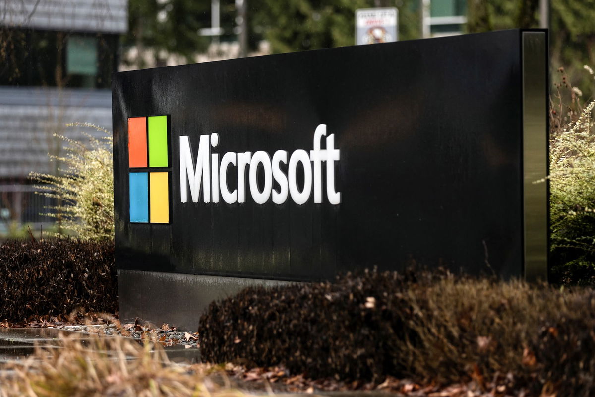 Microsoft signage is seen at the company's headquarters in Redmond, Washington. Microsoft said on November 25 that it has identified the cause of a major Outlook and Teams outage, and is deploying a fix to the problem.