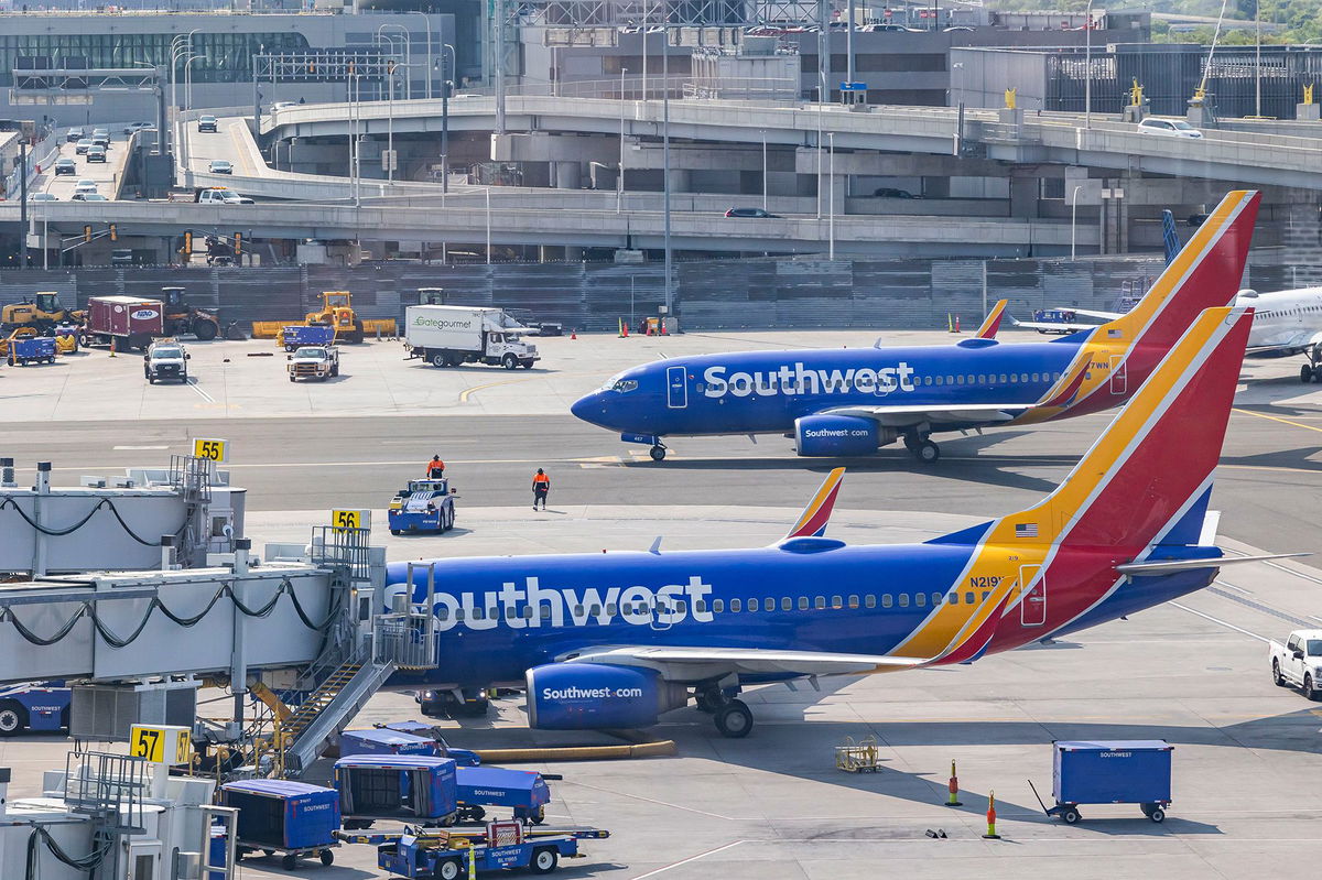 Southwest Airlines aircraft are shown in this file photo at LaGuardia Airport in New York.