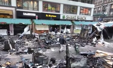 A fire spread through vendors' booths at the Herald Square Holiday Market