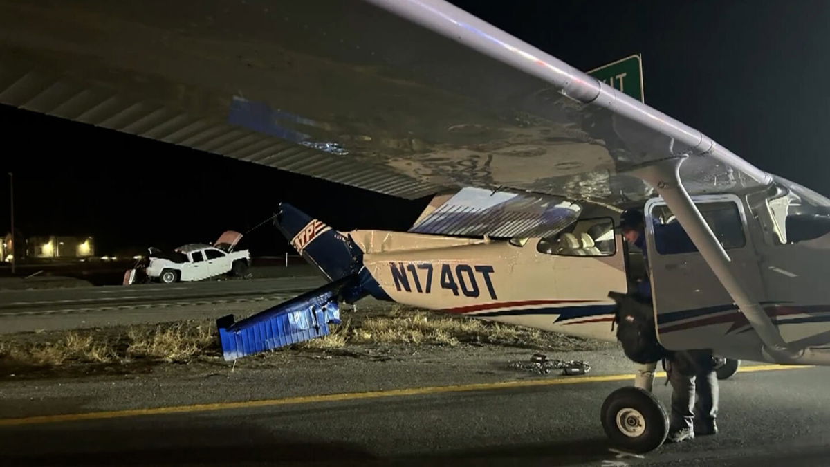 A plane lands on I-15 near Payson, Utah Monday evening causing a multi-vehicle crash.