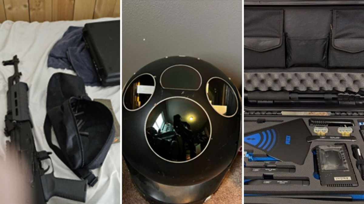 <i>US Department of Justice via CNN Newsource</i><br/>Restricted weapons and military grade technology pictured on Wen's cell phone and seized from his home.