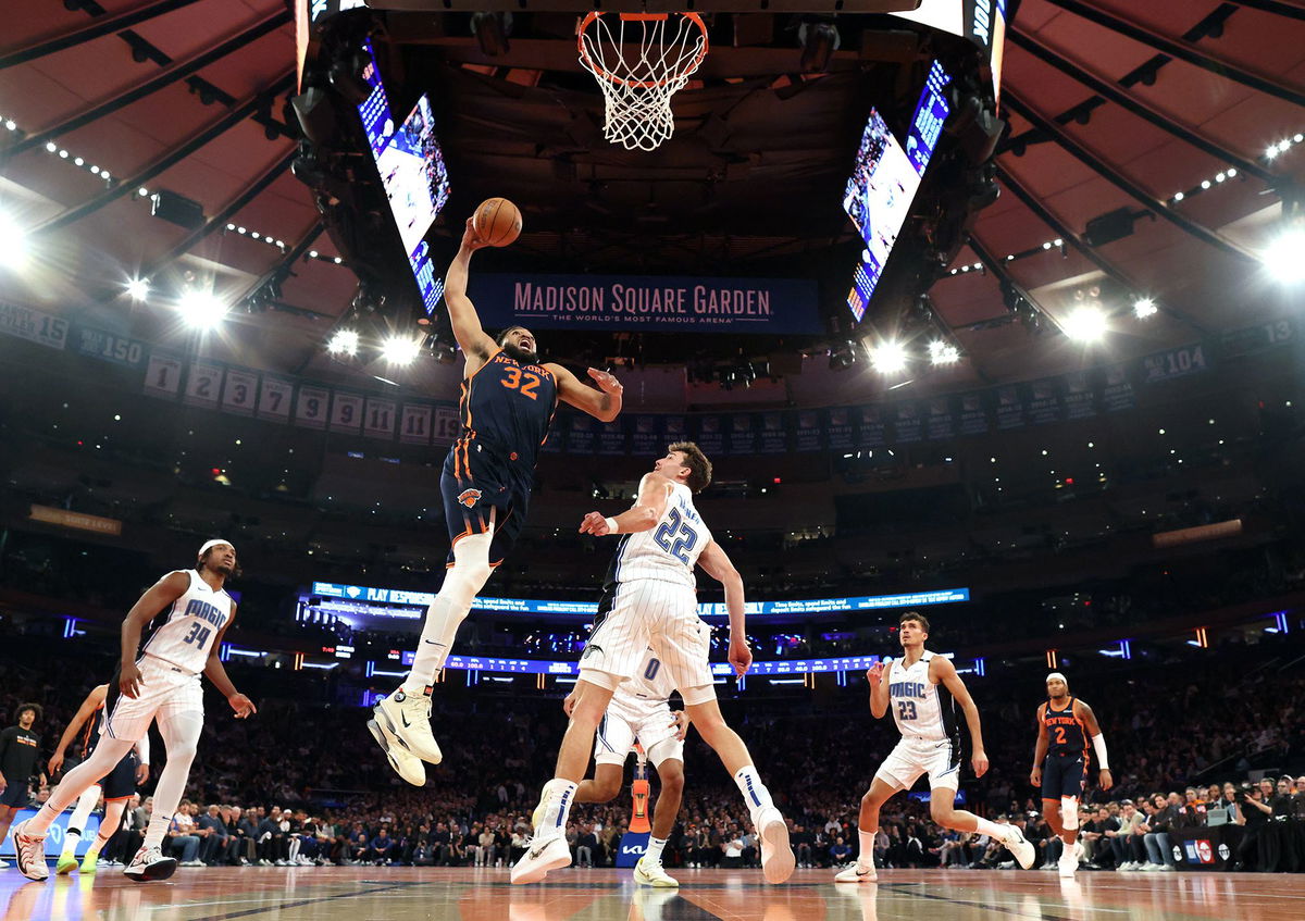 <i>Al Bello/Getty Images via CNN Newsource</i><br/>Karl-Anthony Towns powered the Knicks to victory over the Magic.