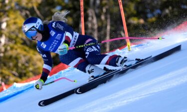 Lindsey Vonn looks at the course before competing in a super-G skiing race at Copper Mountain Ski Resort on December 8 in Copper Mountain