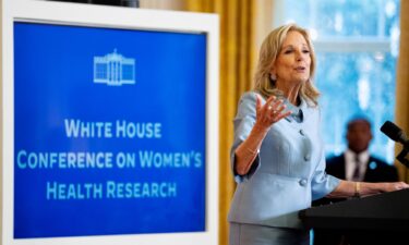 First lady Jill Biden speaks during the first White House conference on women's health research in the East Room of the White House on December 11 in Washington D.C.