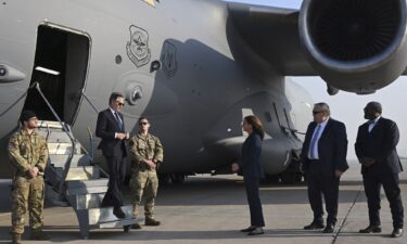 Secretary of State Antony Blinken is welcomed by US officials upon landing in Baghdad on December 13