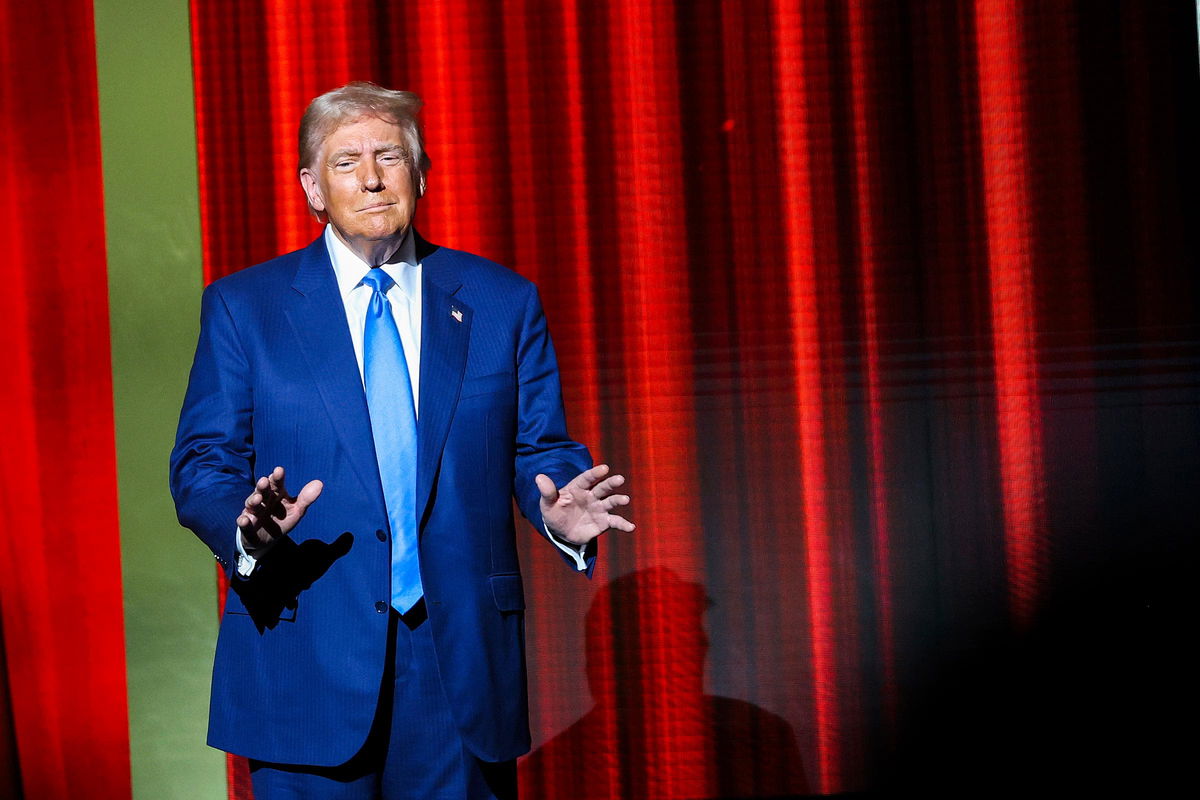 President-elect Donald Trump takes the stage before speaking at the FOX Nation Patriot Awards on December 5.