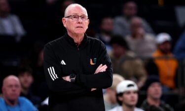 Miami Hurricanes head coach Jim Larrañaga during a game against the Tennessee Volunteers in the Jimmy V Classic at Madison Square Garden on December 10 in New York.