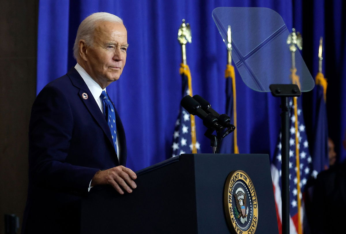 <i>Kevin Dietsch/Getty Images via CNN Newsource</i><br/>WU.S. President Joe Biden speaks at the Department of Labor on December 16