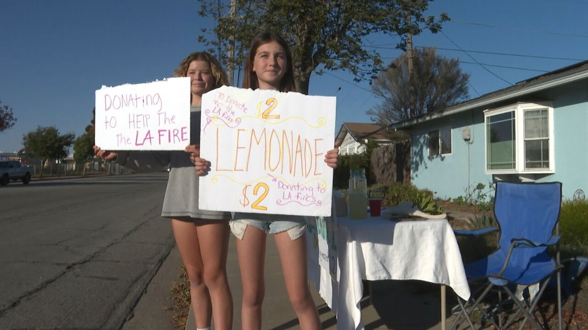 <i>KSBY via CNN Newsource</i><br/>The Paulding Middle School seventh graders set up a lemonade stand near Harloe Elementary School in Arroyo Grande and raised more than $100.