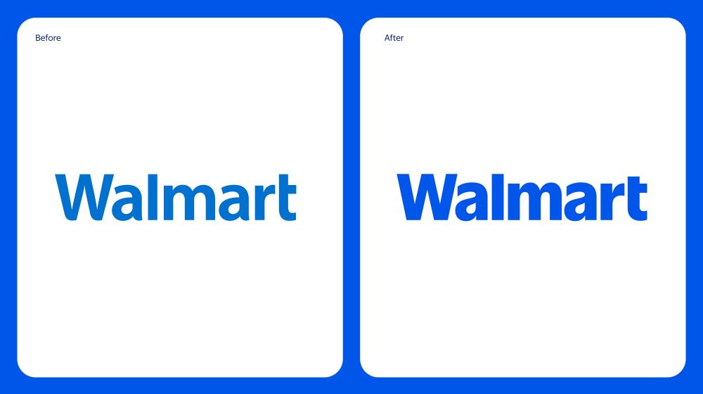 Walmart's new logo is pictured on the right.