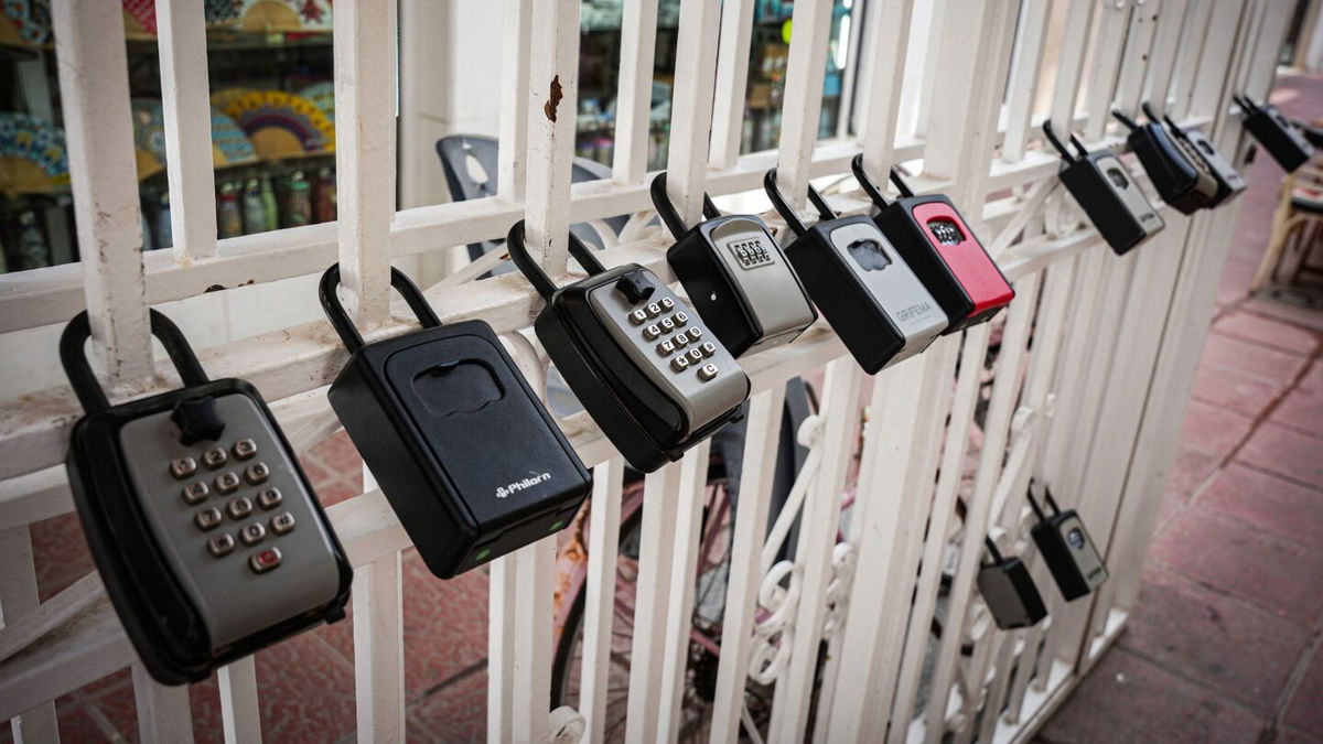 <i>Maria Jose Lopez/Europa Press via Getty Images via CNN Newsource</i><br/>Padlocks of tourist apartments in the center of Seville