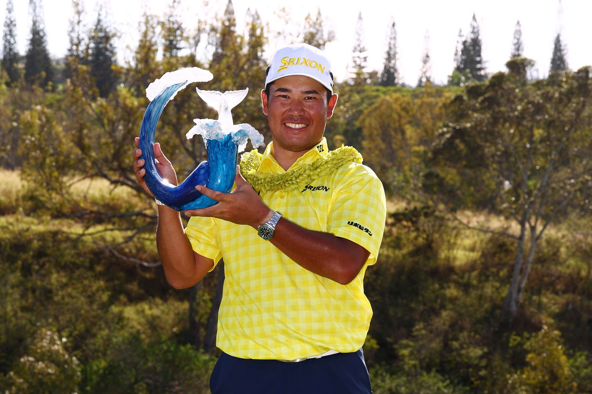 <i>Maddie Meyer/Getty Images via CNN Newsource</i><br/>Matsuyama drives on his final hole of the tournament at The Sentry.