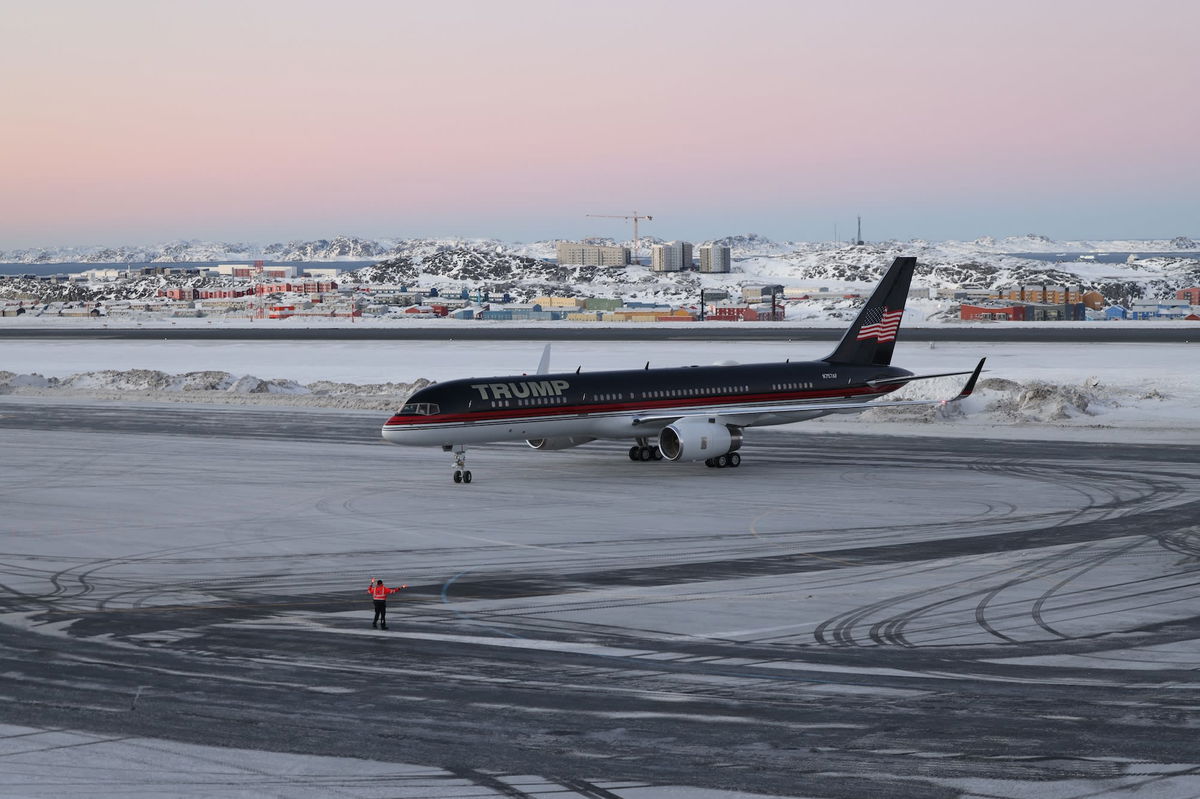 <i>Emil Stach/Ritzau Scanpix/AFP/Getty Images via CNN Newsource</i><br/>An aircraft thought to be carrying Donald Trump Jr. arrives in Nuuk