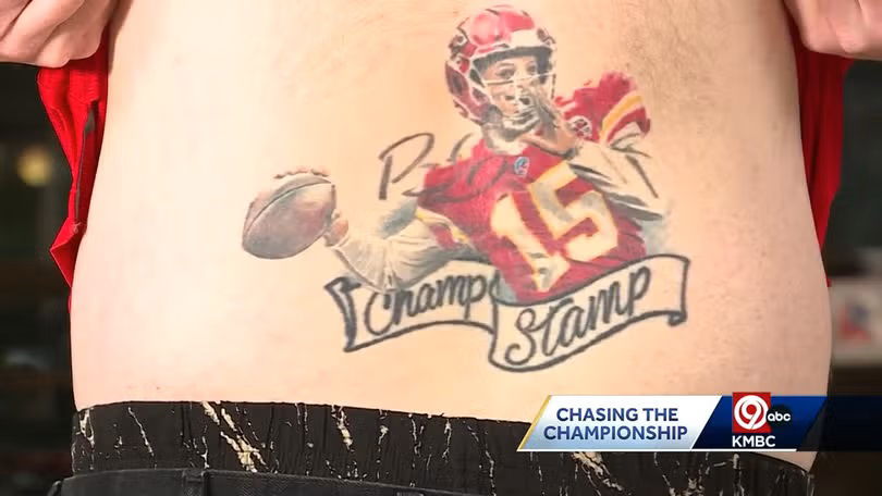 <i>KMBC via CNN Newsource</i><br/>The tattoo: a 9-by-6-inch replication of Mahomes