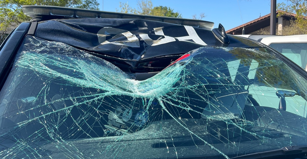 <i>KOVR/Folsom Police via CNN Newsource</i><br/>Two teenagers were arrested after Folsom police said the teens led them on a high-speed chase in a stolen car and threw a rim out of the vehicle's sunroof