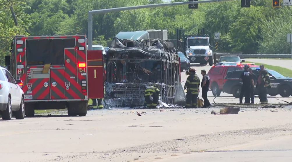 <i>KTBS via CNN Newsource</i><br/>A Shreveport bus exploded Wednesday afternoon while stopped at a bus stop on North Hearne and Forum Drive in west Shreveport.