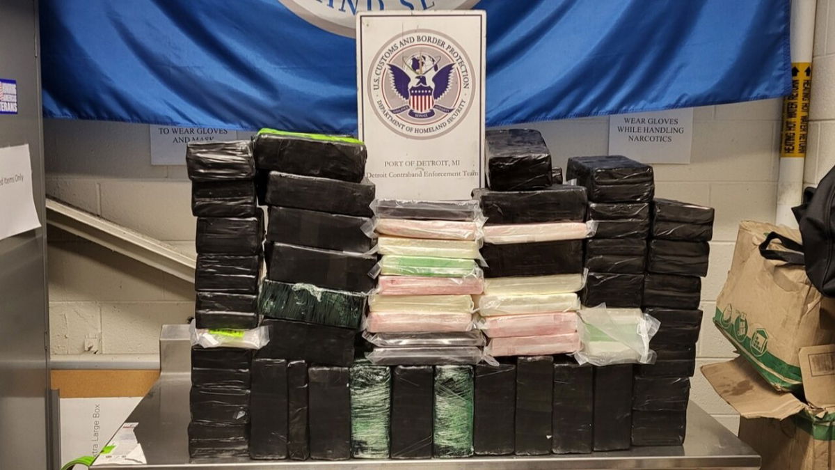<i>Customs and Border Protection/WXYZ via CNN Newsource</i><br/>U.S. Customs and Border Protection said officers seized 339 pounds of cocaine near the Ambassador Bridge port of entry on Tuesday.