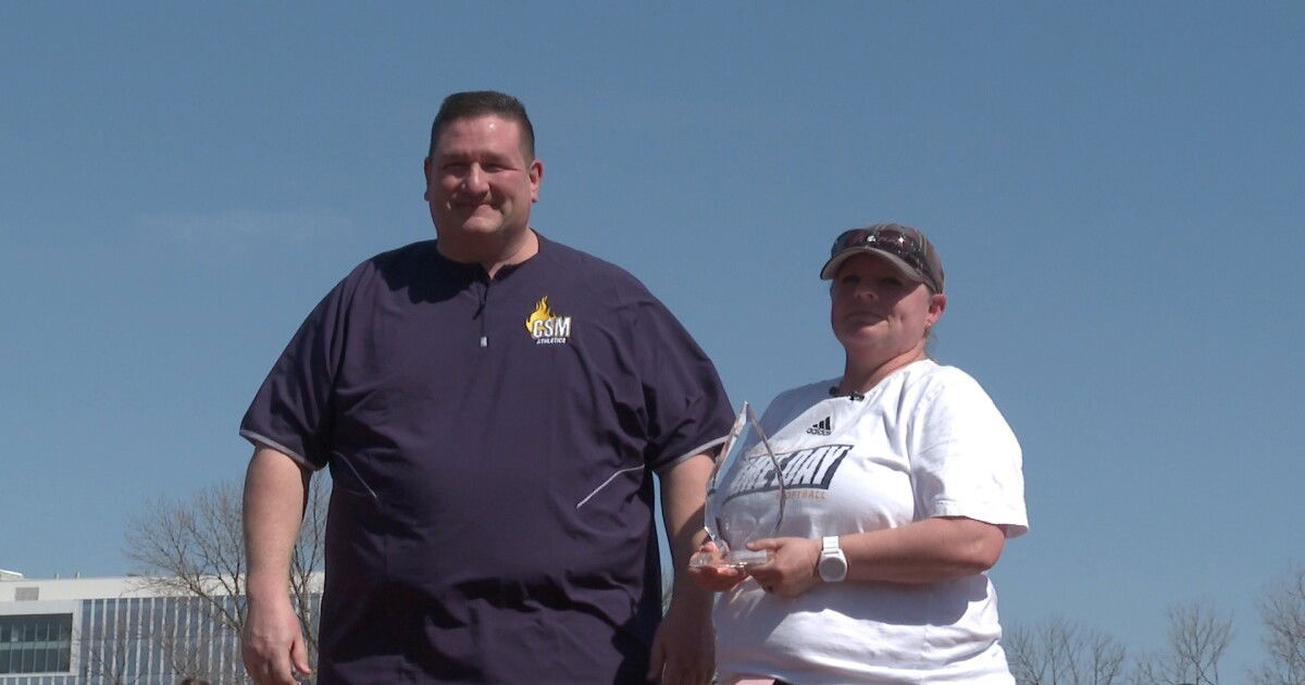 <i>KMTV via CNN Newsource</i><br/>College of Saint Mary softball coach Carolyn Bray was hit in the head by a foul ball during a game in March 2024. After missing the rest of last season