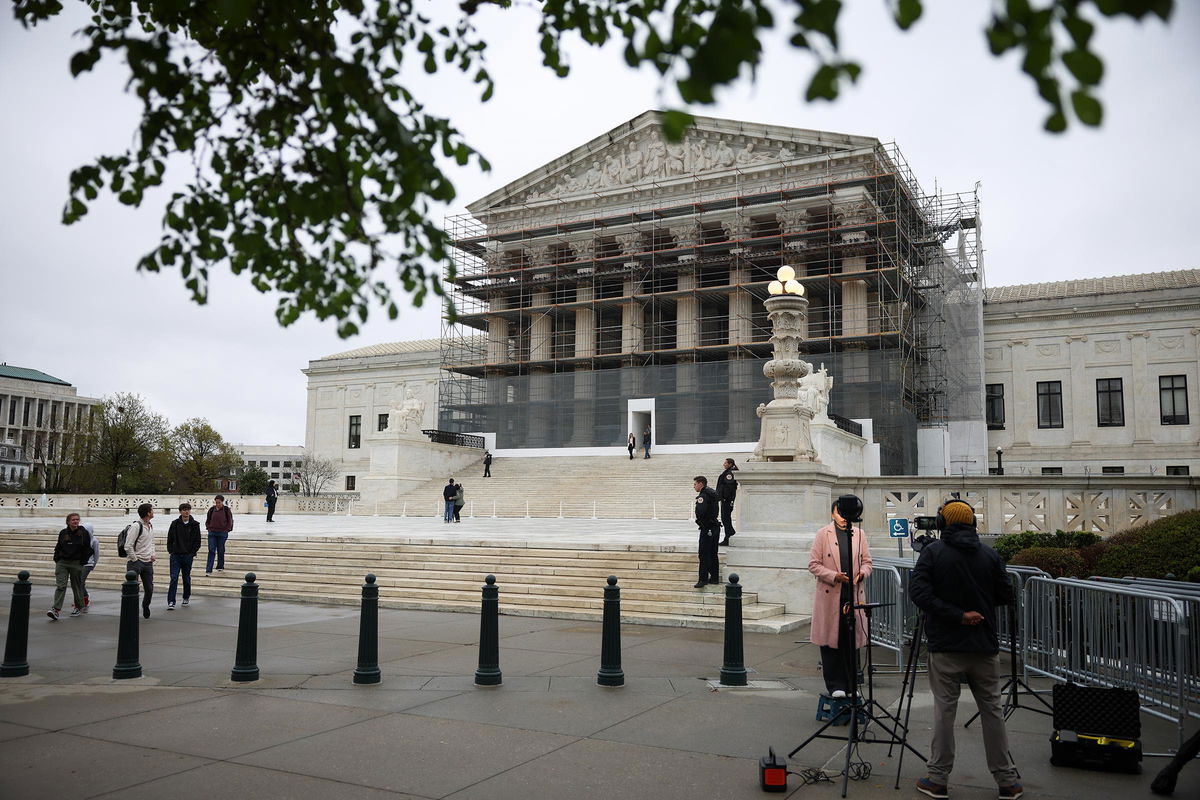 <i>Kayla Bartkowski/Getty Images via CNN Newsource</i><br/>The US Supreme Court is seen on April 7 in Washington