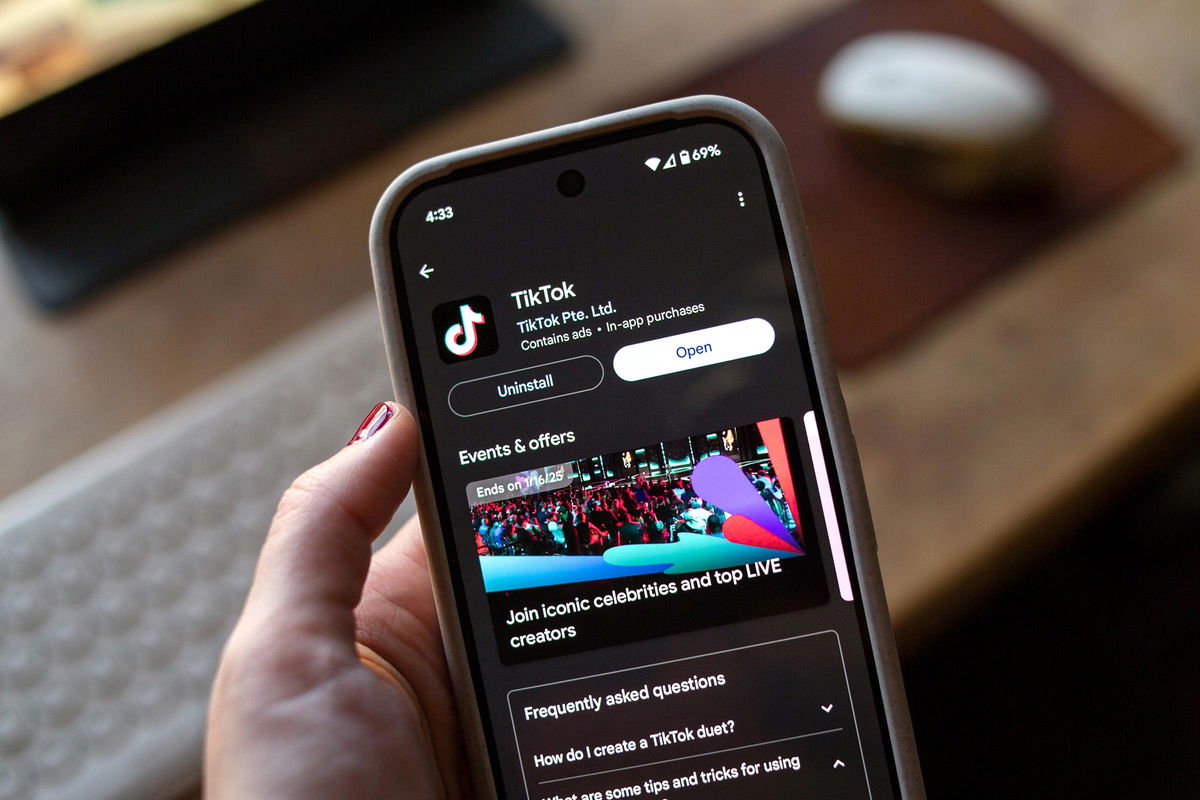 <i>Brook Joyner/CNN via CNN Newsource</i><br/>TikTok is seen in the app store of a Google Pixel on January 8. U.S. President Donald Trump said he would extend the June 19 deadline for China-based ByteDance to divest the U.S. assets of TikTok