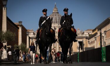 Italy's Carabinieri patrol near St Peter's square in The Vatican on May 1. All mobile phone signals will be deactivated in the Vatican on Wednesday ahead of the highly secretive conclave to elect the next pope.