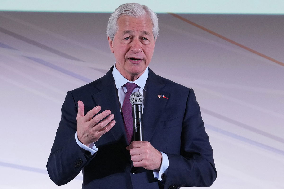 <i>Michel Euler/AFP/Getty Images via CNN Newsource</i><br/>JPMorgan Chase CEO Jamie Dimon delivers a speech at the Global Markets Conference. He has said he continues to fear that higher tariffs will usher in a recession.
