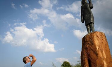 The bronze statue of Melania Trump was unveiled in September 2020.