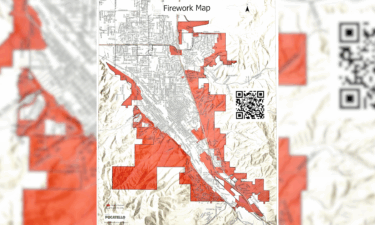 Map showing areas of Pocatello where absolutely no fireworks are allowed.