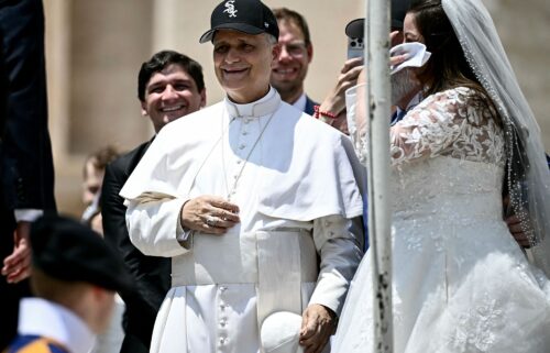 Pope Leo in liturgical vestments on June 9.