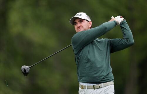 Philip Barbaree Jr. of the United States plays his shot from the 15th tee during the third round.