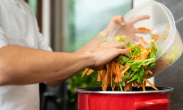 You can make a savory vegetable soup by saving vegetable scraps such as carrot peels from your refrigerator.