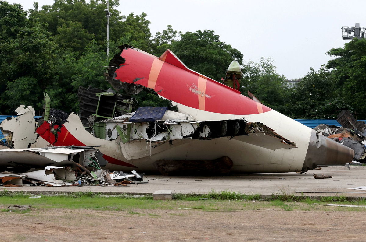 <i>Amit Dave/Reuters via CNN Newsource</i><br/>Wreckage of the Air India Boeing 787-8 Dreamliner plane sits on the open ground